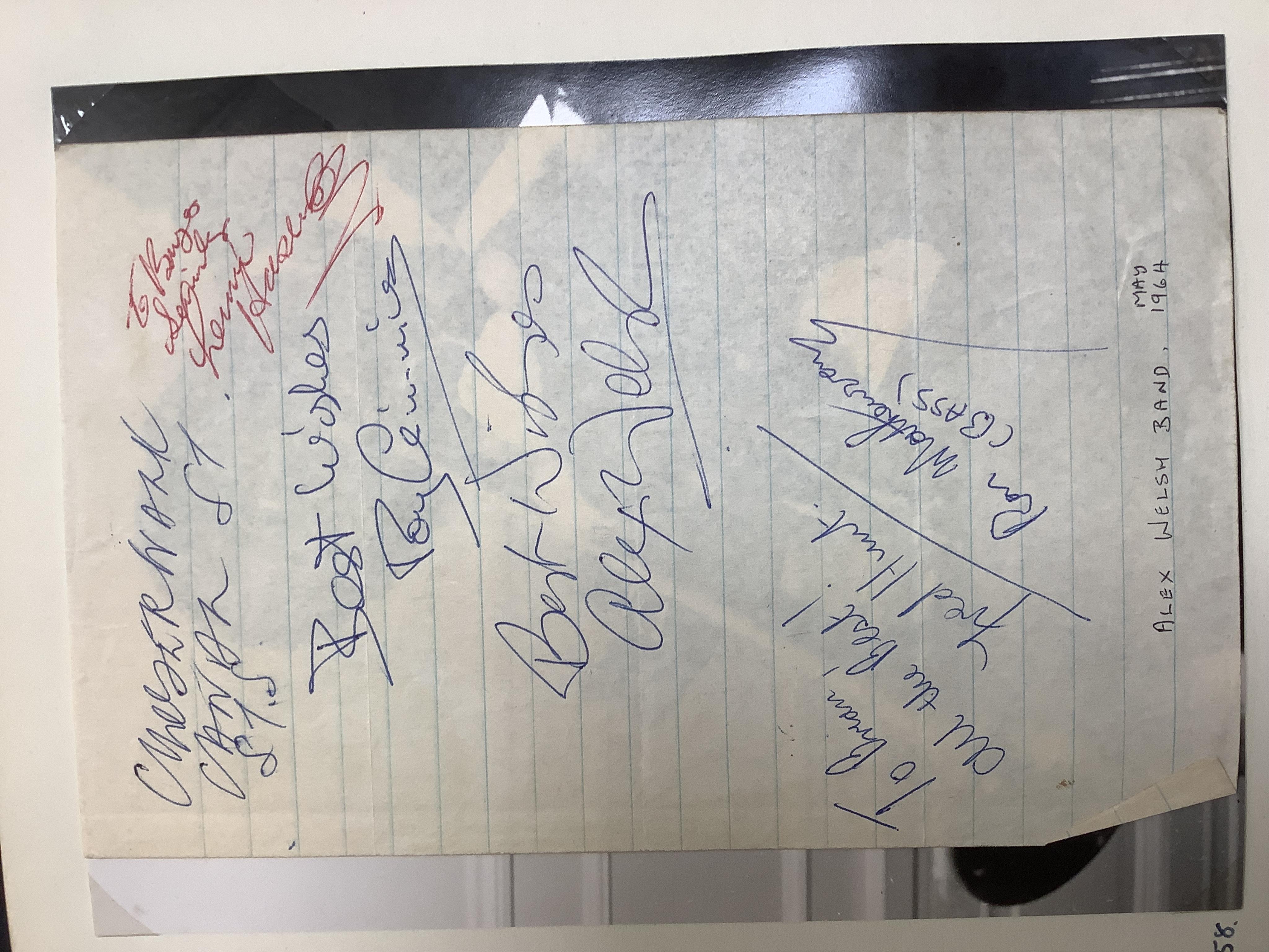 An album containing a wide selection of autographed publicity photographs of jazz and blues artists, including; Louis Armstrong, Chet Baker, Louis Bellson, Dave Brubeck, June Christy, Nat King Cole, Paul Desmond, Duke El